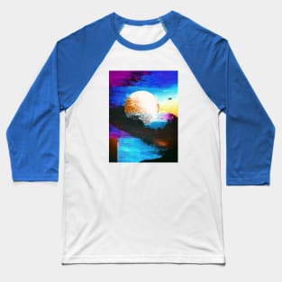 Digital Moon on Colorful Background Blue Moon Baseball T-Shirt